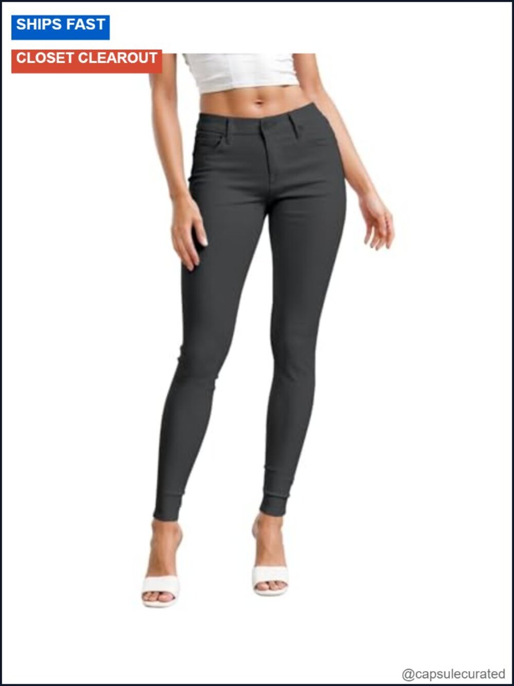Ultra Stretch Comfy Skinny Leg Work Casual Pants Mid-Rise 5 Pockets